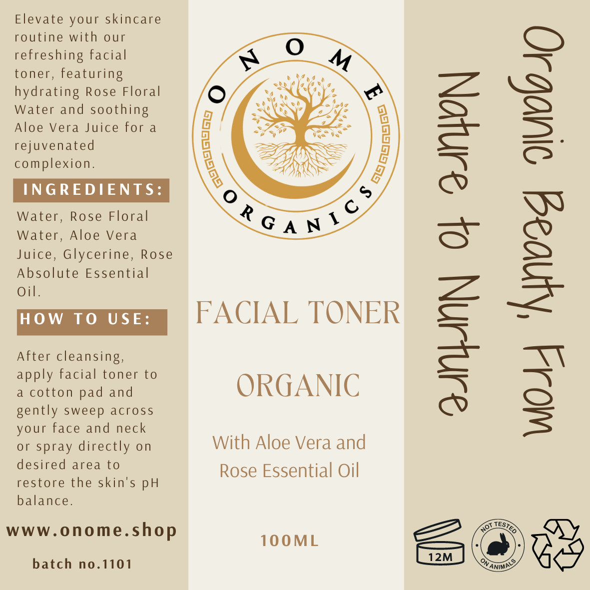 Facial Toner with Aloe Vera and Rose Oil